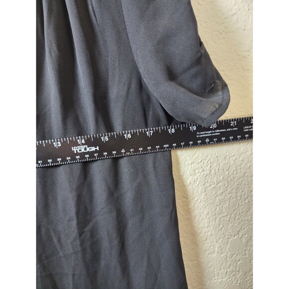 Collective Concepts Top Womens XS Black Split Neck Pleated Short Sleeve Blouse - Picture 4 of 5